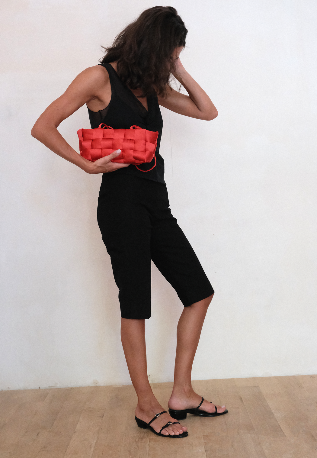 MINI BUCKLE HEELED SANDALS | PATENT BLACK