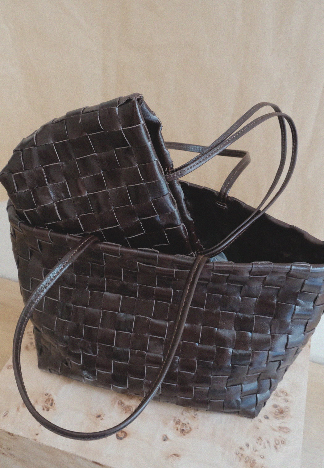 SHAKER BASKET BAG | WINE BROWN